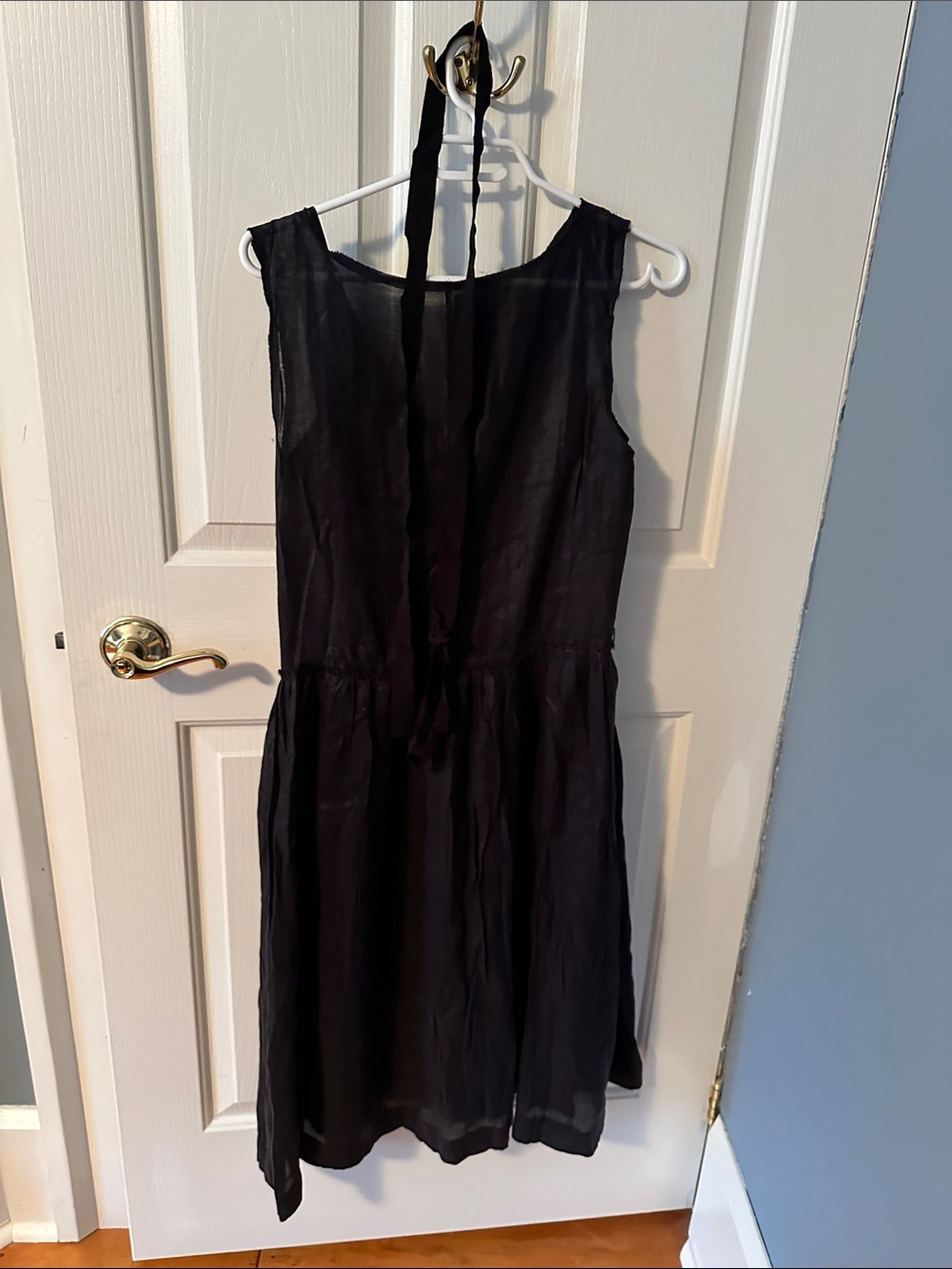 Club Monaco Black Sleeveless Tie-Neck Dress
